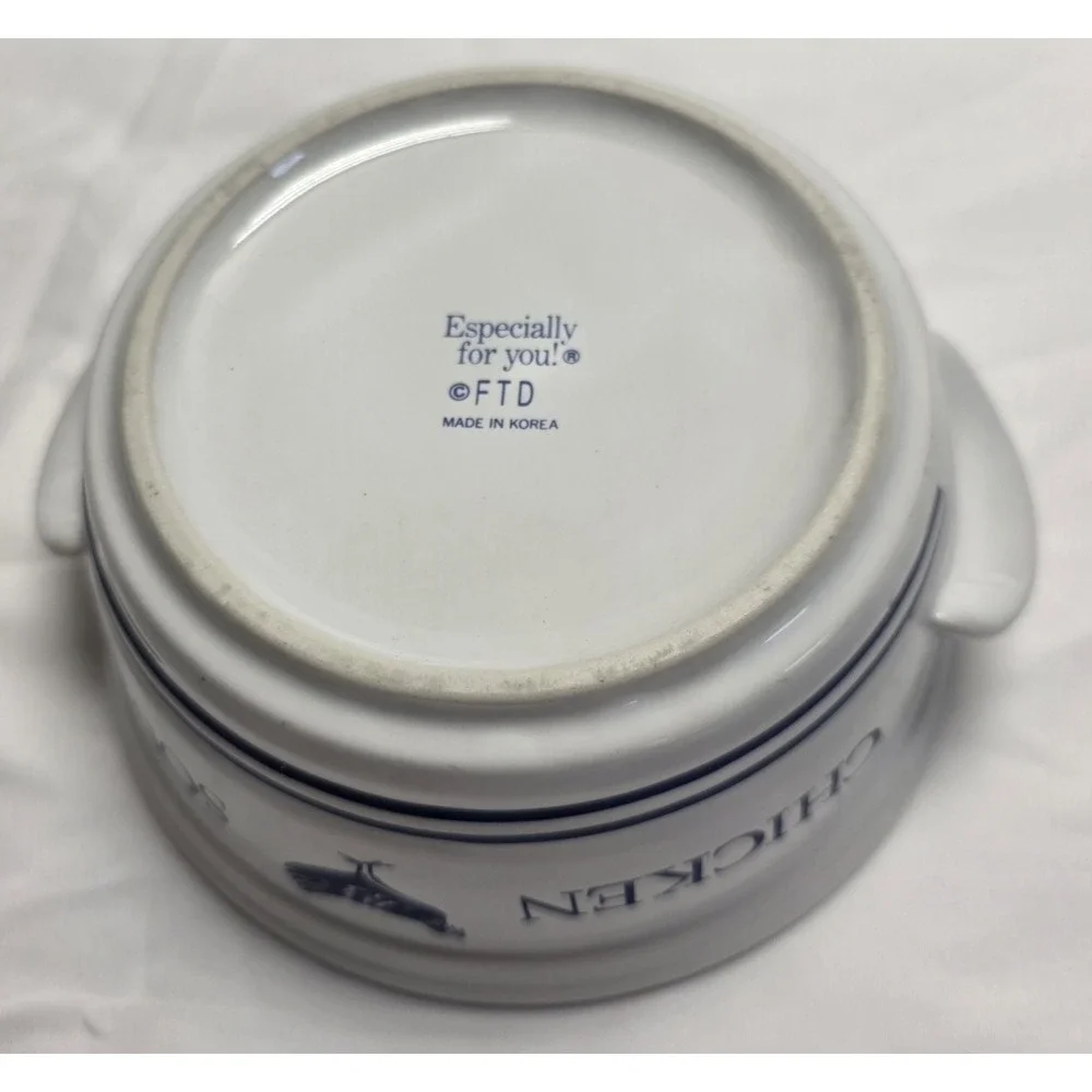 Vintage Blue Chicken Soup Bowl F.T.D.A. Circa‎ 1985 2 cups - Ex Condition Korea